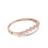 Rose Gold Open Circle Diamond Cuff Bangle with solitaire and circle cluster diamonds