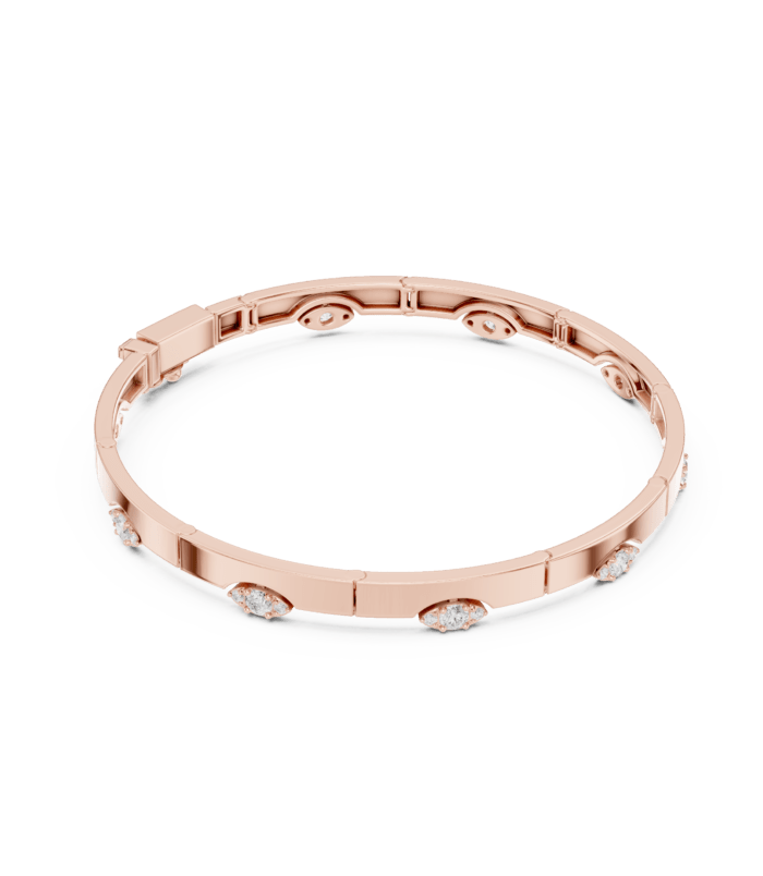 SBWB (20)@R-#viwe1 Rose Gold Multi-Shape Diamond Open Cuff with mixed-cut diamonds