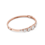 Rose Gold Open Looping Diamond Ribbon Bangle with pave diamonds