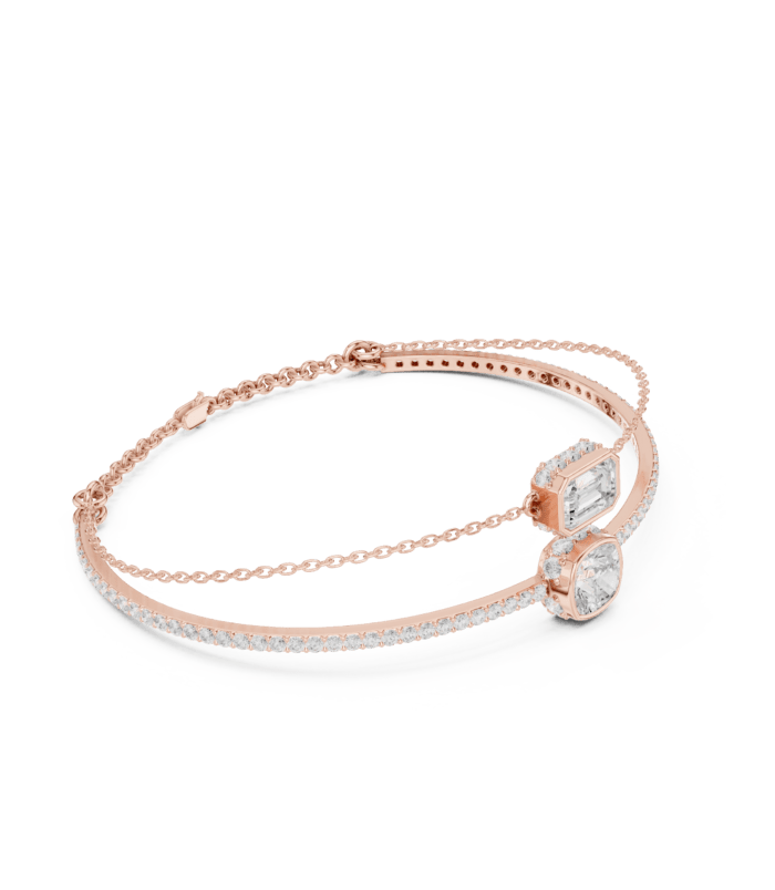 Rose Gold Diamond Halo Bangle with five halo stations