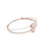 Rose Gold Diamond Halo Bangle with five halo stations