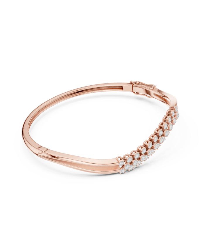 SBWB (29)@R-#viwe1 Cushion Radiant Diamond Open Bangle in rose gold with pave diamonds