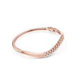 Cushion Radiant Diamond Open Bangle in rose gold with pave diamonds