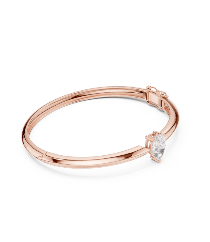 diamond oval motif bangle in rose gold
