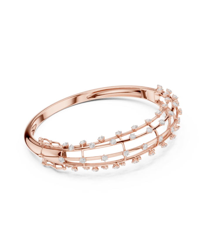 Rose gold double row pave diamond bangle
