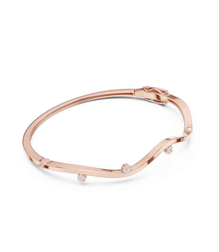 SBWB (5)@R-#viwe1 Rose Gold Open Vine Diamond Cuff Bangle with prong-set round diamonds
