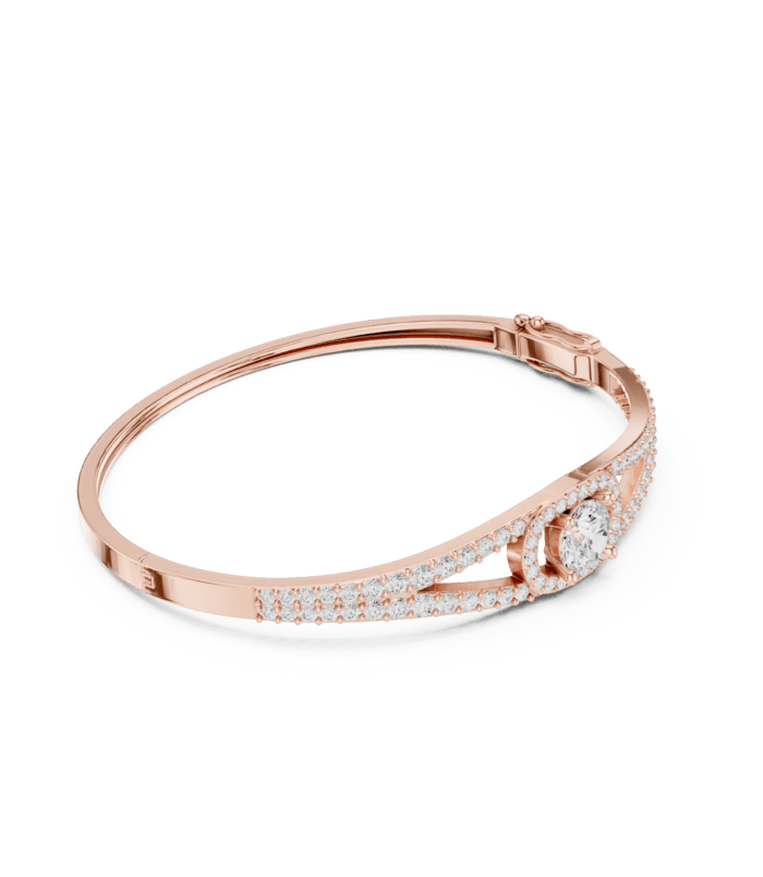 SBWB (8)@R-#viwe1 Rose Gold Pave Diamond Bangle with round diamond accent