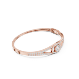 Rose Gold Pave Diamond Bangle with round diamond accent