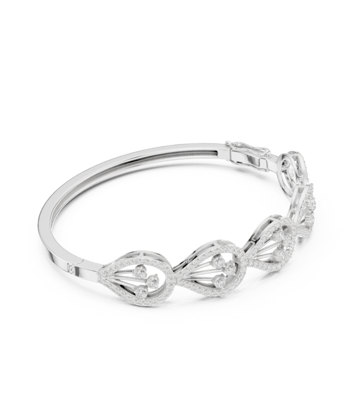 White gold marquise solitaire diamond bangle modern diamond bracelet side view White gold marquise solitaire diamond bangle modern diamond bracelet side view