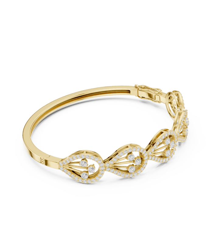 Yellow gold marquise solitaire diamond bangle luxury diamond bracelet side view Yellow gold marquise solitaire diamond bangle luxury diamond bracelet side view