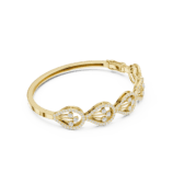 Yellow gold marquise solitaire diamond bangle luxury diamond bracelet side view