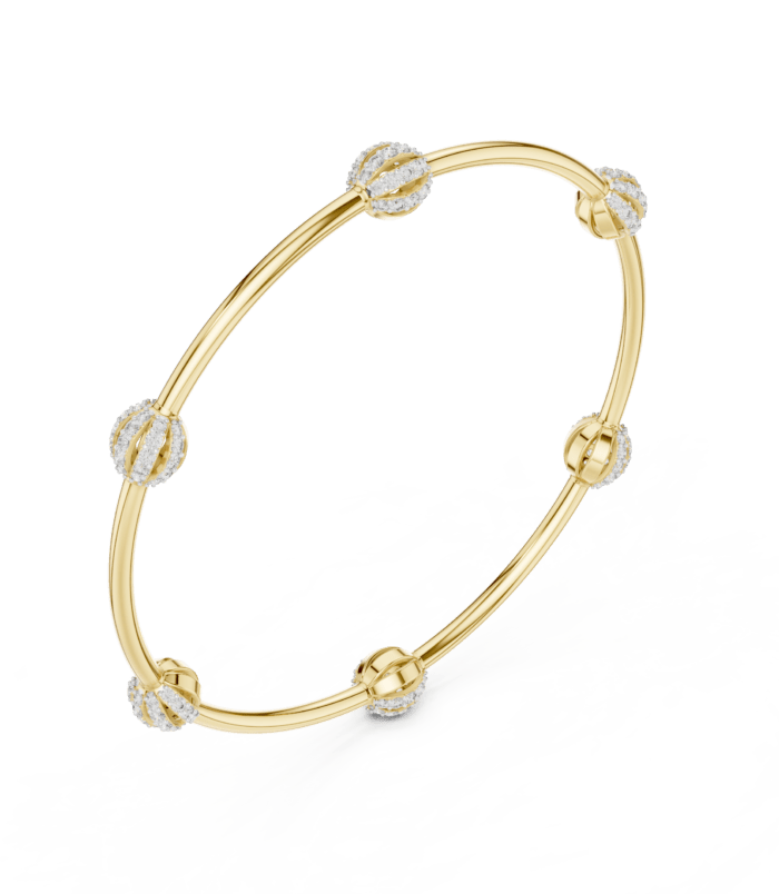 yellow-gold-pave-ball-diamond-bangle-side-view Yellow gold pave ball diamond bangle side view diamond bracelet
