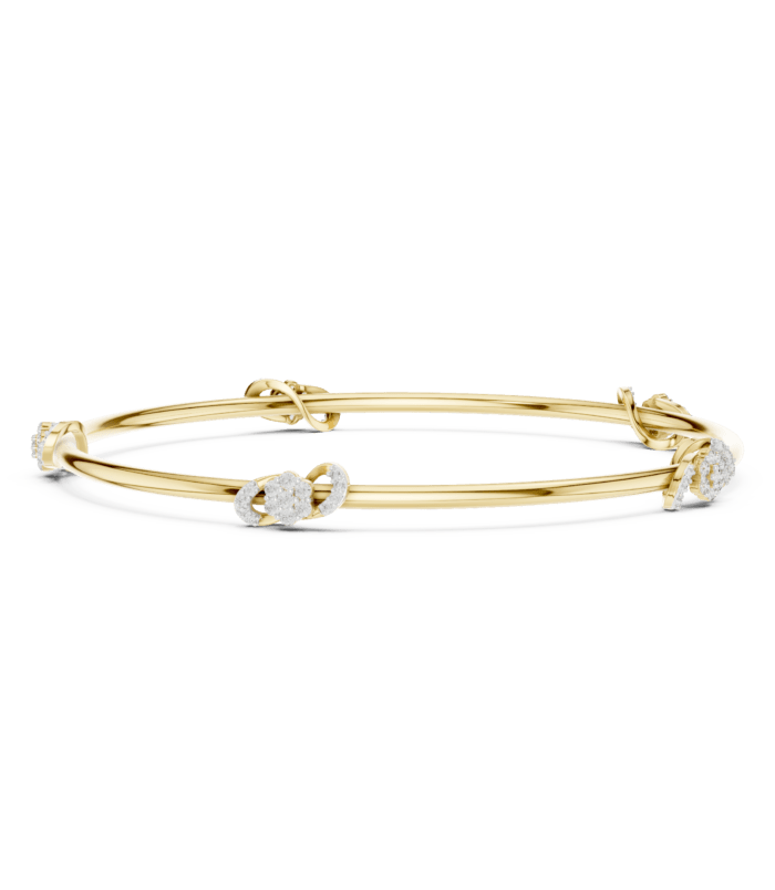 Yellow gold open knot diamond bangle fine diamond jewellery
