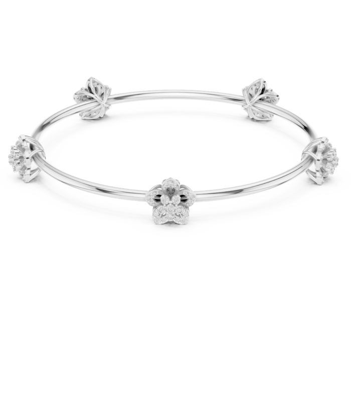 white-gold-floral-knot-diamond-bangle White gold floral knot diamond bangle elegant diamond jewellery