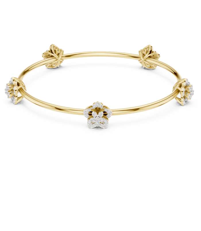 yellow-gold-floral-knot-diamond-bangle Yellow gold floral knot diamond bangle fine diamond jewellery