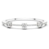 White gold trio round pave diamond bangle elegant diamond jewellery