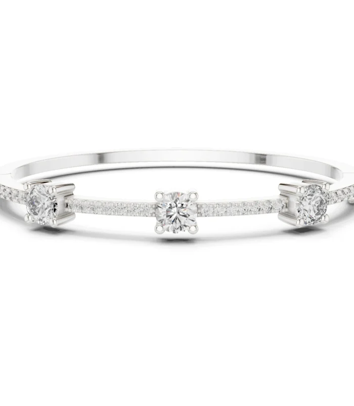 White gold trio round pave diamond bangle elegant diamond jewellery