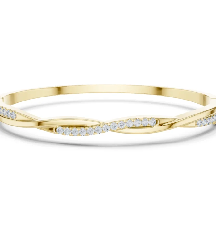 Yellow gold diamond twist bangle fine diamond jewellery