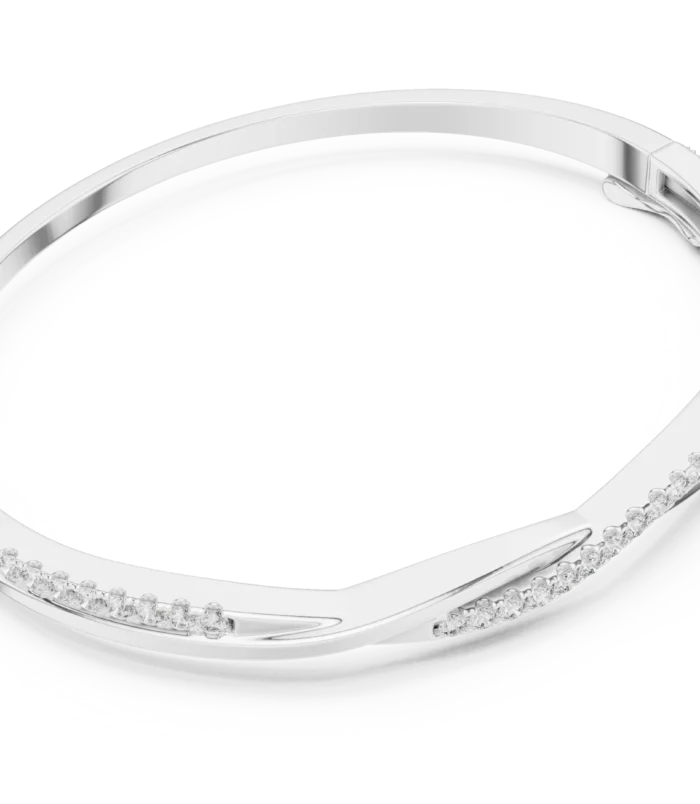 White gold diamond twist bangle side view luxury bracelet
