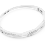 White gold diamond twist bangle side view luxury bracelet