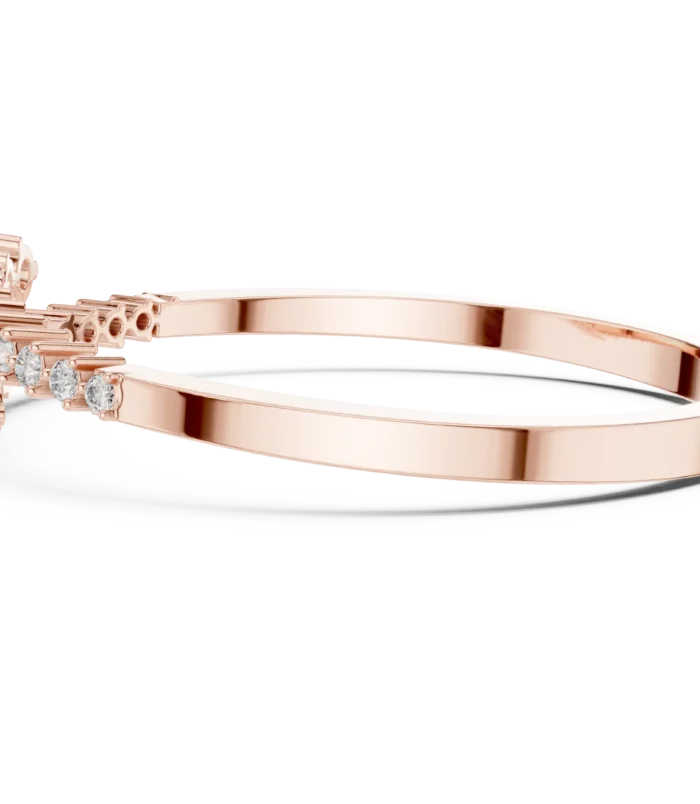 Rose gold channel set round diamond bangle side view fine diamond bracelet