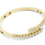 Yellow gold channel set round diamond bangle side view diamond bracelet