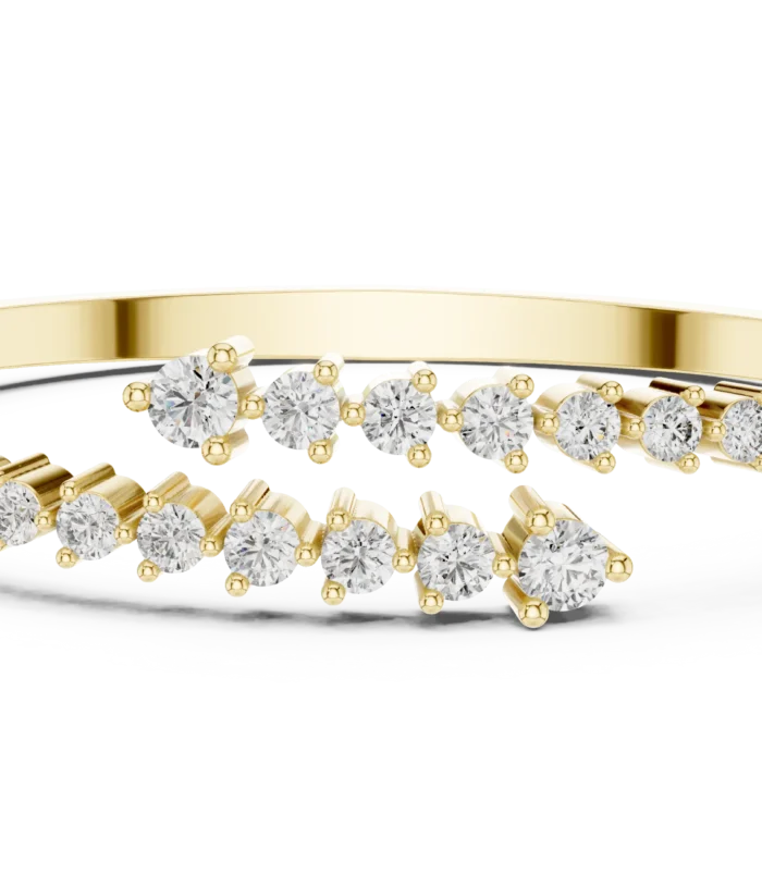 Yellow gold channel set round diamond bangle fine diamond jewellery