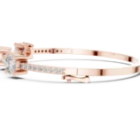 Rose gold trio round pave diamond bangle side view fine diamond bracelet