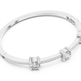 White gold trio round pave diamond bangle side view luxury bracelet