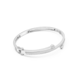 White gold wavy three stone diamond bangle side view luxury bracelet