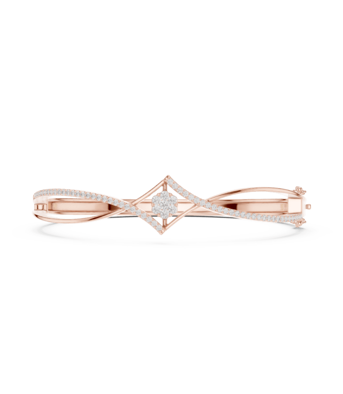 rose-gold-baguette-pave-diamond-bangle Rose gold baguette and pave diamond bangle luxury diamond jewellery