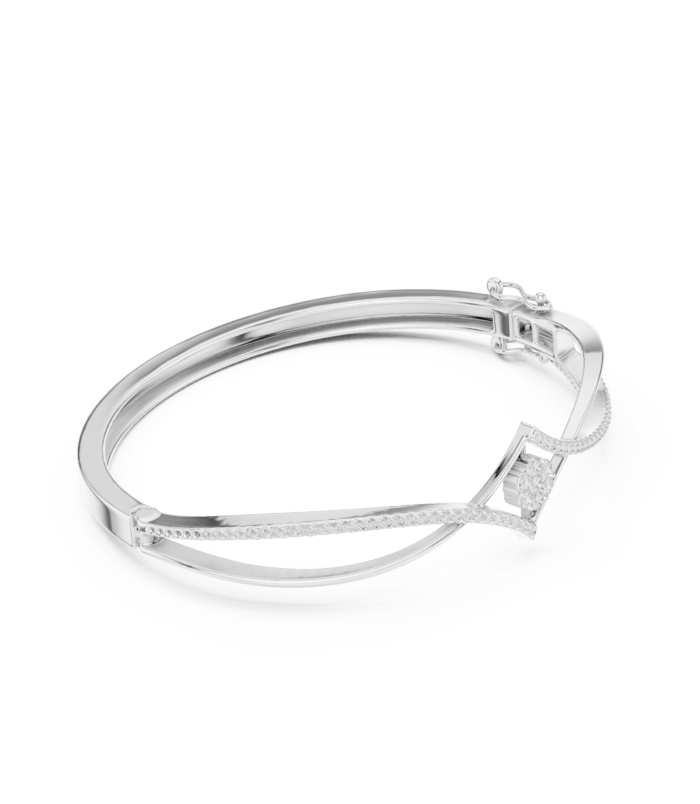 white-gold-baguette-pave-diamond-bangle-side-view White gold baguette and pave diamond bangle side view luxury diamond bracelet