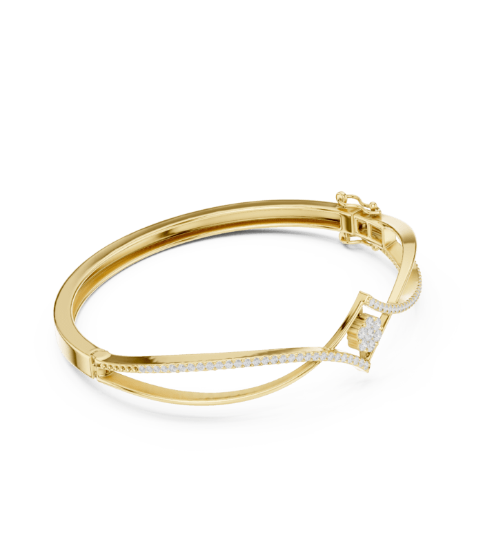 yellow-gold-baguette-pave-diamond-bangle-side-view Yellow gold baguette and pave diamond bangle side view diamond bracelet