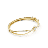 Yellow gold baguette and pave diamond bangle side view diamond bracelet