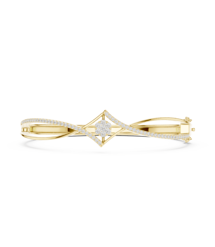 yellow-gold-baguette-pave-diamond-bangle Yellow gold baguette and pave diamond bangle fine diamond jewellery
