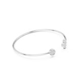 White gold central solitaire cutout diamond bangle side view luxury bracelet