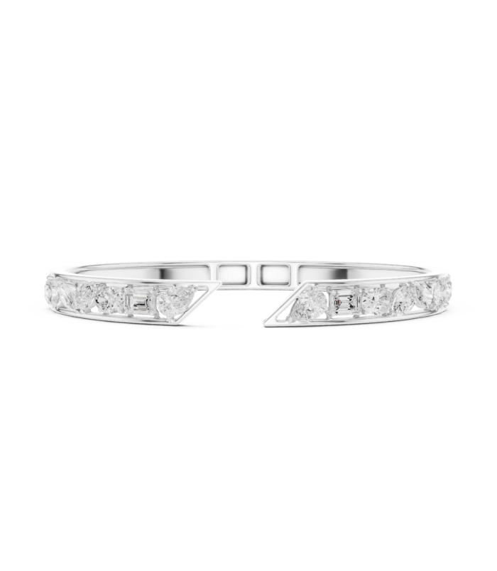 white-gold-open-channel-diamond-line-bangle White gold open channel diamond line bangle elegant diamond bracelet