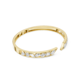 Yellow gold open channel diamond line bangle side view diamond bracelet
