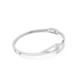 White gold heart motif diamond bangle side view luxury bracelet
