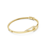 Yellow gold heart motif diamond bangle side view diamond bracelet