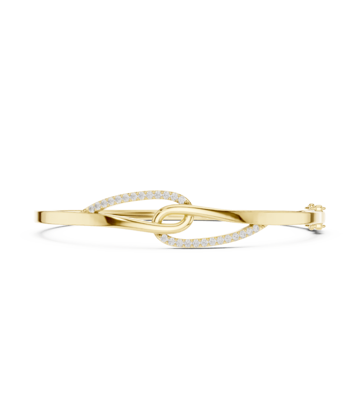 Yellow gold heart motif diamond bangle fine diamond jewellery