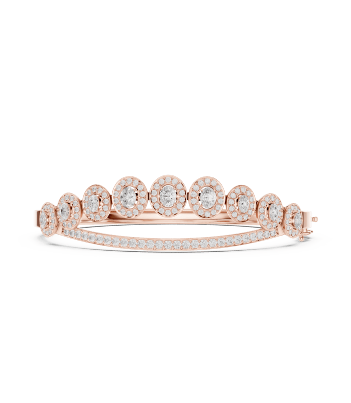 Rose gold open circle diamond cuff bangle luxury diamond jewellery