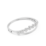 White gold open circle diamond cuff bangle side view luxury bracelet