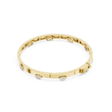 Yellow gold multi shape diamond open cuff top view diamond bracelet