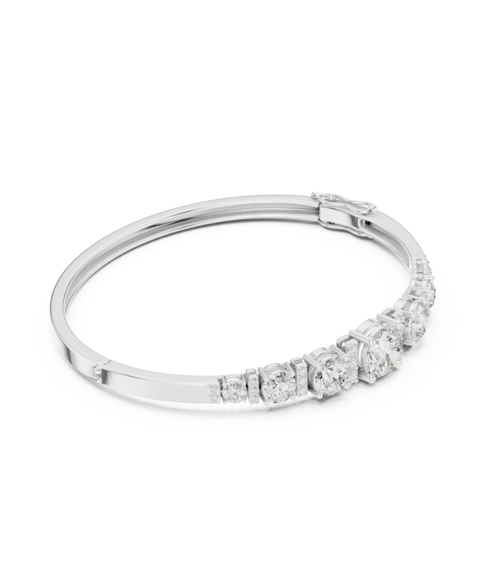 white-gold-open-loop-diamond-ribbon-bangle-otherside-view White gold open looping diamond ribbon bangle other side view luxury jewellery