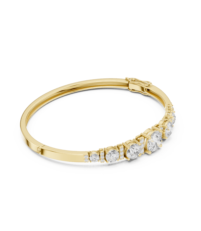 yellow-gold-open-loop-diamond-ribbon-bangle-side-view Yellow gold open looping diamond ribbon bangle side view diamond bracelet