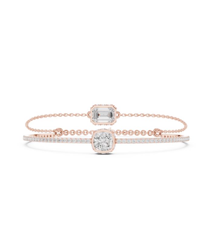Rose gold diamond halo station bangle luxury diamond jewellery