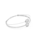 White gold diamond halo station bangle side view luxury jewellery