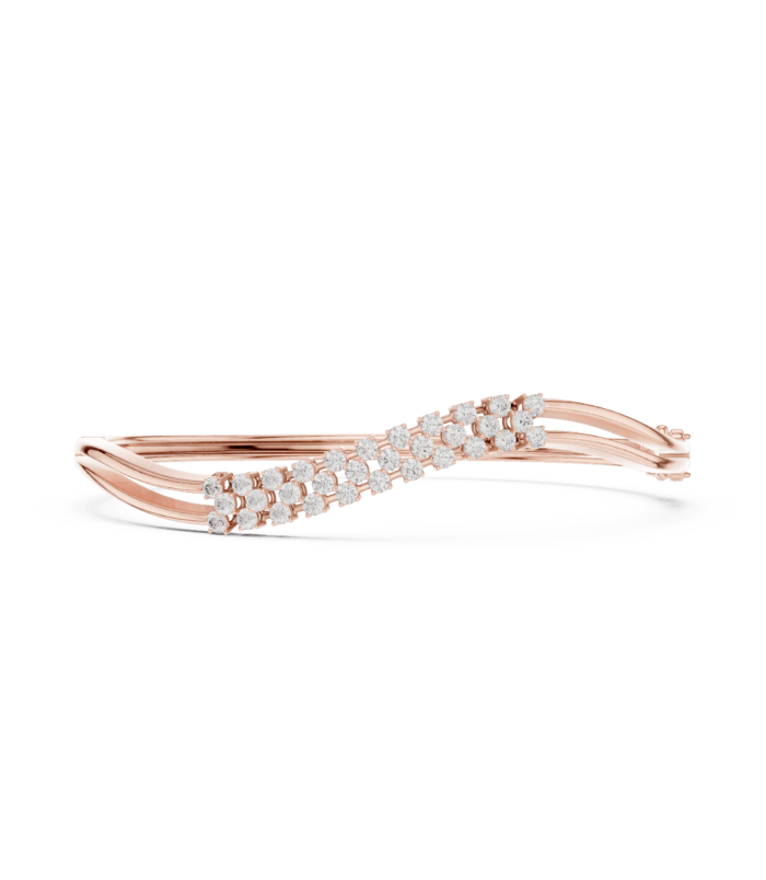 rose-gold-cushion-radiant-double-stone-diamond-open-bangle Rose gold cushion radiant double stone diamond open bangle luxury jewellery