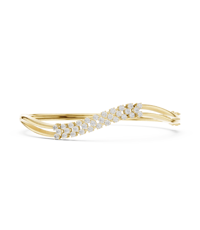yellow-gold-cushion-radiant-double-stone-diamond-open-bangle Yellow gold cushion radiant double stone diamond open bangle fine jewellery